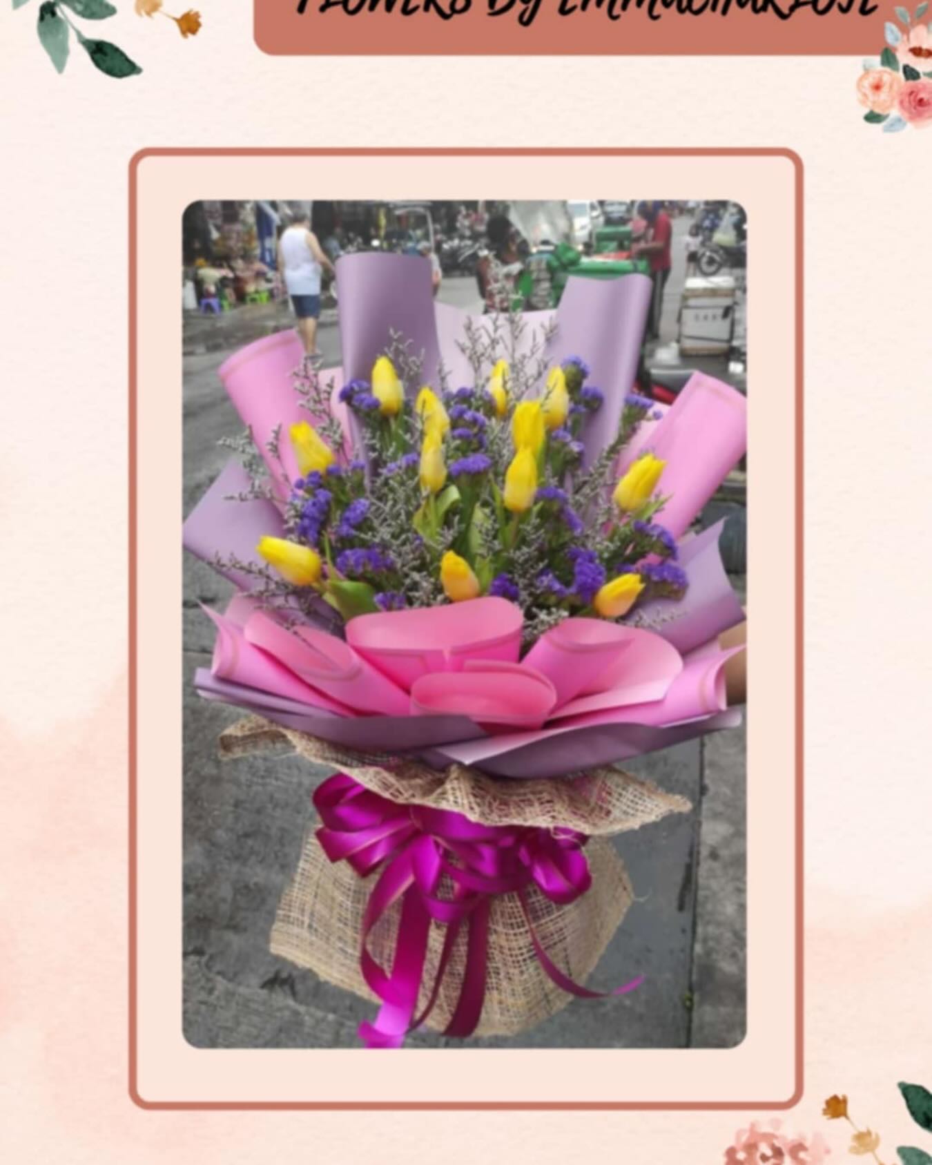 Colorful wrapped bouquet by Flowers by Emma Charlote